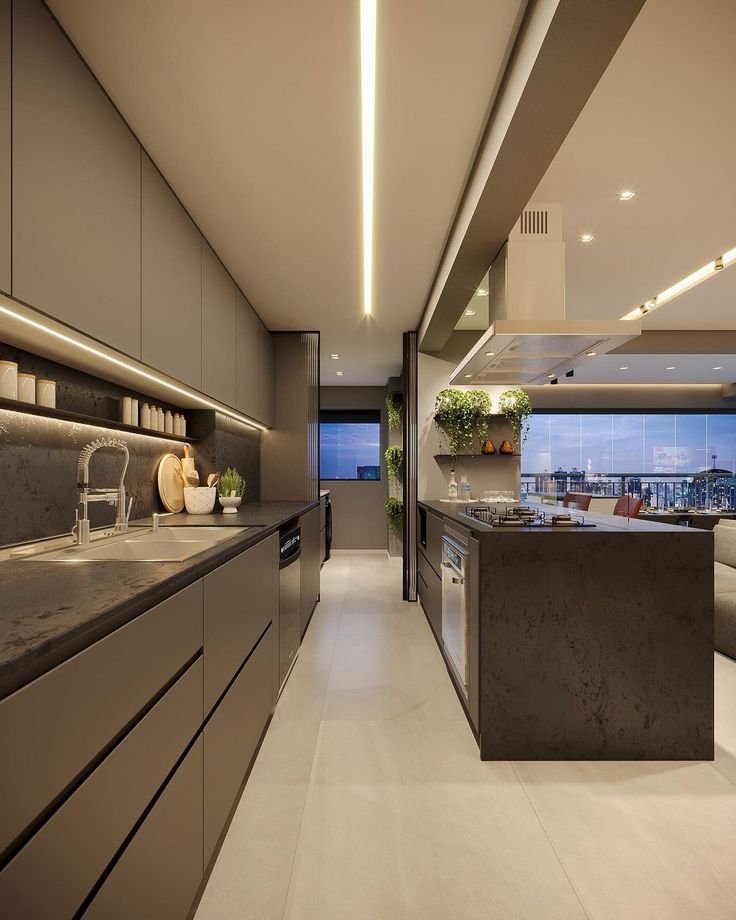 Cozinha com Piso de Madeira